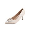 9877-18 temperamento francês YS fivela de diamante apontou salto alto feminino primavera e outono novos sapatos de trabalho preto sapatos de boca rasa
