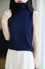 Camiseta básica de punto versátil de suministro directo para otoño e invierno al por mayor, chaleco sin mangas con cuello alto apilado, disponible en estilo coreano, blanco