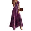 Vestido largo con cuello en V y estampado floral de cintura ajustada para mujer, estilo bohemio transfronterizo europeo y americano, 2024