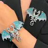 Pulseira Tecida à Mão com Dragão de Esmalte Vintage de Nicho Pulseira de Dragão Cravejada com Diamantes Transfronteiriça Europeia e Americana Joia Versátil Personalizada para Homens