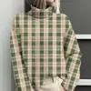 Amazon Temu Estación Independiente Chaqueta Cardigan Suéter Cuello Alto con Estampado de Elementos Cuadros 3D para Mujer E127