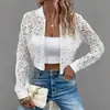 Chaqueta corta de encaje estilo europeo y americano transfronteriza para mujer, primavera y otoño, cárdigan fino con cremallera, manga larga, corte ajustado, top versátil de moda