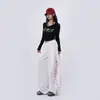 Pantalones deportivos holgados de alta gama en blanco y gris para adelgazar para mujer, pantalones casuales de pierna ancha y caída para baile hip-hop y street dance, marca de moda