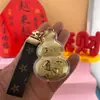 Llavero Dorado, Oro Puro 999, Colgante para Teléfono Móvil, Bendición del Oficial Celestial, Calabaza de la Suerte, Colgante para Bolso, Regalo del Festival de Primavera