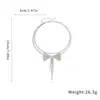 Collar con Lazo de Pedrería Brillante y Borla de Perlas para Mujer Diseño de Lujo Ligero y Femenino Cadena para Clavícula Exquisita de Nicho para Vestido de Noche