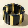 Joias Europeias e Americanas Moda Estilosa Acrílico Feito à Mão Pulseira de Aba Larga Exagerada Pulseira Assimétrica com Costura Colorida Misturada Atacado