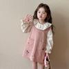 Vestido Colete de Menina para Primavera e Outono 2026 Novo Estilo Vestido de Alça de Bebê Menina Vestido Camisa Boneca Estilo Coreano Infantil