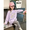 Camiseta de Manga Larga de Algodón Puro de Corte Holgado para Niñas, Nuevo Estilo Versátil Casual de Cuello Redondo, Moda para Niños Mayores, Primavera y Otoño 2026