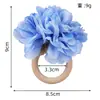 Argolas Criativas Florais para Guardanapos, Argolas de Madeira com Crisântemos Artificiais, Porta-Guardanapos para Mesas de Jantar de Banquetes de Hotel