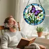 Flor Cruzada Mar de Flores Borboleta Roxa Pingente de Vidro Colorido Ornamento de Vidro para Pendurar em Casa Decoração de Janela Jardim Pegador de Sol