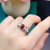 Anillo de Mariposa de Piedra Preciosa de Color Cristalino Natural Anillo de Rubí Natural Anillo con Piedras Preciosas Incrustadas Joyería al por Mayor Transfronteriza