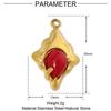 Colgante DIY de acero de titanio con piedra natural de sol de estilo francés para mujer, diseño geométrico de abanico, joyería de acero inoxidable, collar con colgante de malaquita