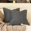 Cojín decorativo estilo nórdico para sofá, funda de almohada de lino con tejido cruzado, ambiente otoñal, diseño con puntada en el borde, simple y fácil de combinar, soporte lumbar