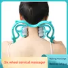 Massageador cervical de 6 rodas manual clipe pescoço pescoço amassar portátil doméstico seis rodas ombro e pescoço massagem transfronteiriço