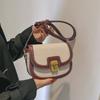 Diseño de Nicho Exportación Nuevo Estilo Coreano Lona Costura de Color Contrastante Bolso Cuadrado Pequeño Estación Exterior Transfronteriza Bolso Retro de Hombro Único Cruzado