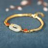 Pulsera Yuexin de plata esterlina S925 con jade Hetian para mujer, anillo de jade, hebilla de la paz, temperamento elegante, joyería al por mayor de fábrica