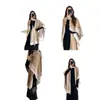 Manta xale em blocos de cor estilo francês, suéter de tricô quente, cachecol grande para mulheres, peça de outer wear, aquecedor de pescoço, top de alta qualidade, estiloso