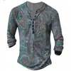 Europa y Estados Unidos transfronterizos súper ventas nueva playera de botones 7 con abertura frontal impresión digital 3D para hombre callejera de manga larga top deportivo