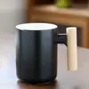 Taza de Cerámica con Mango de Madera Estilo Escandinavo Personalizada por el Fabricante Taza para Desayuno Leche Café Regalo para Eventos Publicitarios