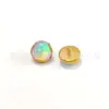 Pendientes F136 de Titanio Chapado en Oro de 18 Quilates con Borde Ondulado Fondo Plano Ópalo Nebulosa Perforación de Aleación de Titanio G23 Joyería para Oreja Hueso de la Oreja Clavos