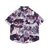 Camisa floral barroca vintage talla grande 150 kg para hombre, camisa de manga corta con hoja de arce para vacaciones en la playa hawaiana