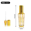Botella Octagonal Galvanizada de 15ml para Aceite Esencial Transfronteriza Botella de Vidrio con Rodillo Botella de Relleno de Perfume de Oriente Medio Dubái Botella Roll-On