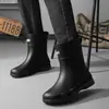 Botas de chuva duráveis, impermeáveis, antiderrapantes e quentes até a panturrilha para homens, sapatos de borracha para trabalho, botas de água para cozinha, botas de chuva para pesca