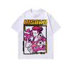Camiseta Masculina Oversized Estampada de Desenho Americano Estilo High Street Retrô Desgastada Manga Curta Estilo Hip Hop Manga Meia