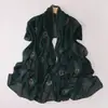 Transmissão ao Vivo Transfronteiriça de Novo Cachecol Longo de Chiffon Pérola com Corrente de Metal, Anel Duplo e Strass, Lenço de Gaze de Minoria Étnica, Lenço de Cabeça