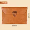 Pasta de Couro de Grande Capacidade com Fivela, Bolsa para Documentos de Negócios, Bolsa de Viagem Portátil à Prova d'Água com Logo, Bolsa de Mão para Documentos