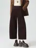 Calças pantalona de veludo cotelê, calças casuais de perna reta para mulheres, nova coleção outono/inverno 2026, relaxadas e casuais, calças cropped de perna larga