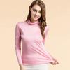 Camiseta Básica de Cuello Alto de Seda Huaye Otoño e Invierno para Mujer, Suéter de Manga Larga, Top de Punto de Seda de Morera Talla Grande para Mujer