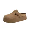 Mules cerrados de punta gruesa para mujer que aumentan la altura, slip-on, nuevos de otoño 2026, versátiles, casuales, estilo perezoso Birkenstock