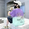 Camiseta de Manga Corta para Niños Tendencia Fresca Verano Nuevo Estilo Niños Medianos y Mayores Estilo Urbano Media Manga Atractiva Tendencia Camiseta de Algodón Puro para Niños