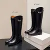 Botas Nuevas para Mujer Piel Genuina Botas Largas Hasta la Rodilla Botas Altas Estilo Otoño/Invierno Botas de Caña Recta Tacón Grueso Hebilla Botas de Jinete