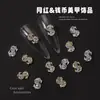 Joyería para Uñas de Lujo Accesible Transfronteriza DIY Símbolo de Moneda de Dólar Dorado y Plateado Diamante Brillante Incrustado Joyería de Diamante Estéreo Venta al por Mayor