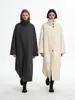 Atacado de Roupas Femininas Transfronteiriço: Casaco Trench Coat Longo de Lã Dupla Face com Gola Alta Estilo Europeu e Americano para Mulheres com um Toque de Socialite de Alto Nível