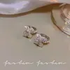 Hebilla de Pendiente de Perla de Zirconio con Microincrustaciones de Cobre Francés para Mujer, Lujo Ligero, Diseño de Nicho, Sentido del Temperamento, Versátil, Pendientes Exquisitos