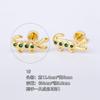 Acero titanio 316L chapado en oro cobre micro-incrustado circonio arete para cartílago de la oreja circonita verde arete para la oreja Europeo y Americano Comercio exterior transfronterizo perforación arete para cartílago de la oreja