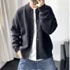 Nuevo suéter cárdigan de otoño e invierno para hombre, moda estilo coreano, versátil casual de color liso, chaqueta tejida de estilo relajado