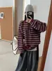 Cardigan de Tricô Listrado Estilo Retro Coreano 2026 Feminino Outono Inverno Novo Estilo Preguiçoso Solto Jaqueta Suéter Versátil