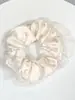 Elástico de Cabelo Scrunchie Listrado com Renda Estilo Coreano para Mulheres, Acessório de Cabelo Suave e Elegante, Elástico de Cabelo Scrunchie Estilo Coreano