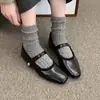 Primeiro Encontro: Sapatos de salto femininos estilo francês, scarpins baixos retro de bico quadrado, novos sapatos Mary Jane femininos de inverno 2026 estilo coreano com forro de fleece