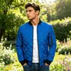 Chaqueta de Algodón Acolchada a Cuadros Talla Europea para Hombre Cuello Alto Ligera Chaqueta Casual Americana Abrigo de Algodón Cálido Ropa de Hombre