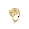 Novo Anel Kaleidoscópio Van Gogh V-Gold Ouro 18K Versão Estreita Ouro Rosa Anel Trevo de Quatro Folhas da Sorte Cravejado com Diamantes Empilhável