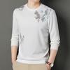 Sudadera de Lana y Seda Otoño e Invierno Nueva Moda para Hombre Manga Larga Cuello Redondo Estampada Sudadera Camiseta Casual de Moda