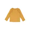 Ropa para niños Nuomi Wanzi, camiseta interior básica acanalada bordada para niñas, camiseta de manga larga de otoño, prenda interior para niñas que cuida la piel y estiliza.