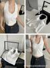 Chaleco Brillante con Escote Halter y Pedrería para Mujer, con Copas Integradas, Adecuado para Usar como Prenda Interior o Exterior, Crop Top Único y Sexy, Lencería de Moda