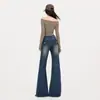 Jeans acampanados # Bordados color naranja joven con un bolsillo trasero, corte slim, favorecedores, desgastados, con caída fluida, modernos y versátiles