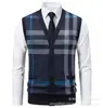 Colete Tricotado Suéter Colete Tricotado Roupa Íntima Masculina Temporada Outono e Inverno Quente Slim Fit Sem Mangas Suéter Colete Tricotado Masculino